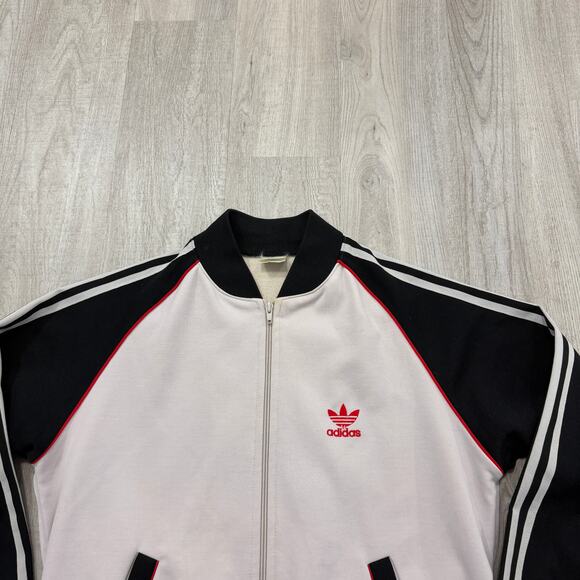 Vintage Adidas Tracksuit Jacket Men's Medium Gray Black Full Zip Sweatshirt 80s - Picture 2 of 8